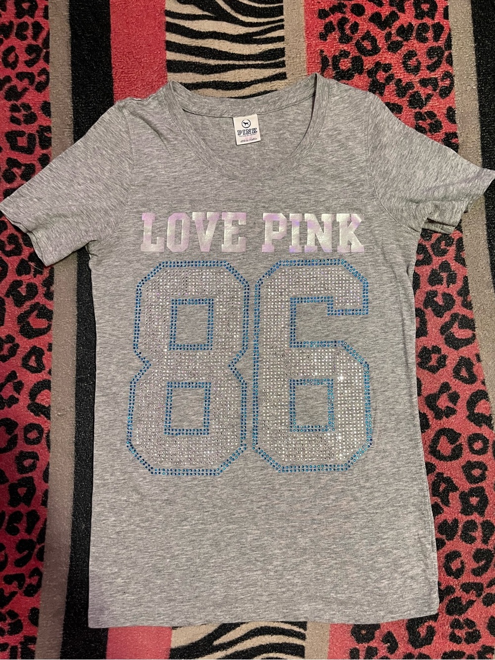 Vintage PINK Victoria's Secret 86 rhinestone shirt